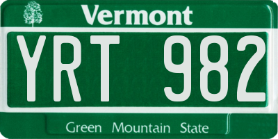 VT license plate YRT982