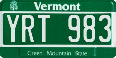 VT license plate YRT983