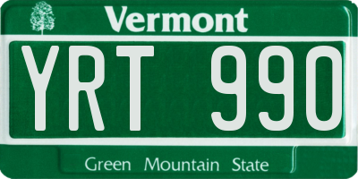 VT license plate YRT990
