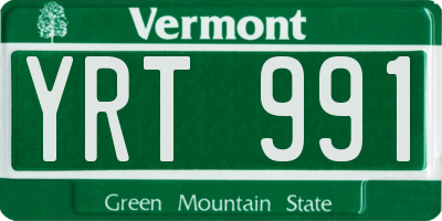 VT license plate YRT991
