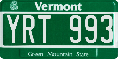 VT license plate YRT993