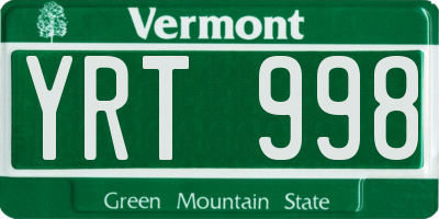 VT license plate YRT998
