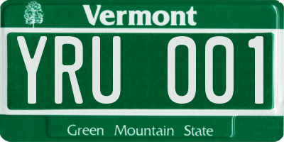 VT license plate YRU001