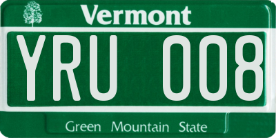 VT license plate YRU008