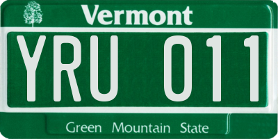 VT license plate YRU011