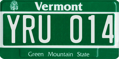 VT license plate YRU014