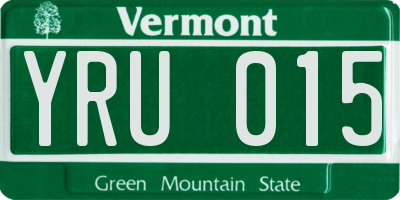 VT license plate YRU015