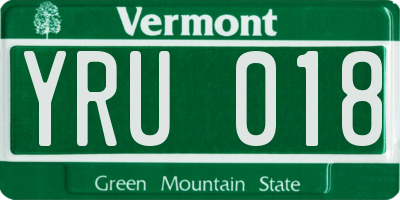 VT license plate YRU018