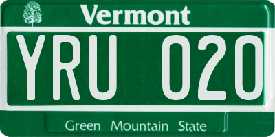 VT license plate YRU020