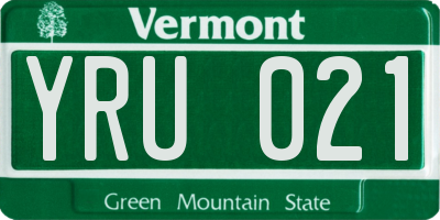 VT license plate YRU021