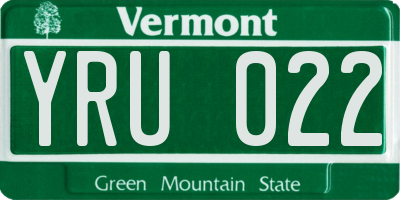 VT license plate YRU022