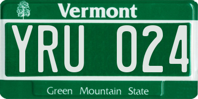 VT license plate YRU024