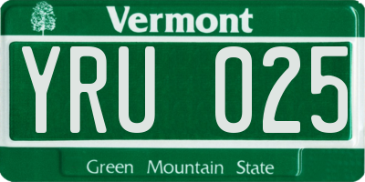 VT license plate YRU025