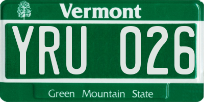 VT license plate YRU026