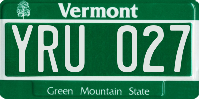 VT license plate YRU027