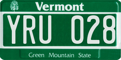 VT license plate YRU028