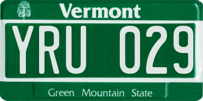 VT license plate YRU029