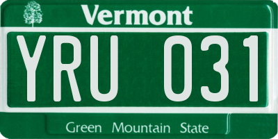 VT license plate YRU031
