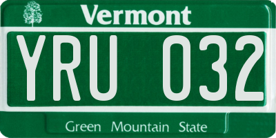 VT license plate YRU032