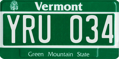 VT license plate YRU034
