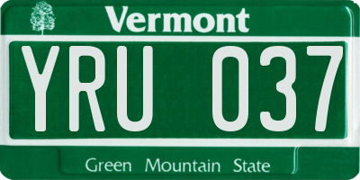 VT license plate YRU037
