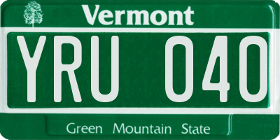 VT license plate YRU040