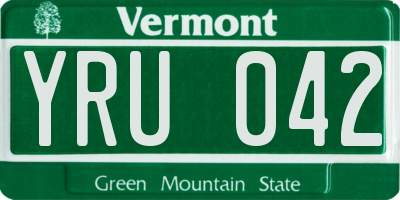 VT license plate YRU042
