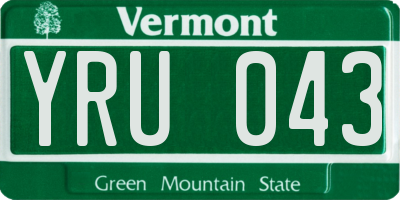VT license plate YRU043