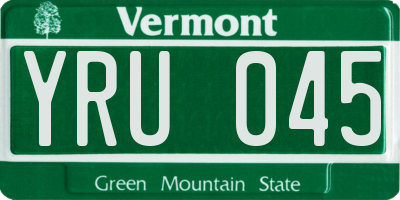 VT license plate YRU045