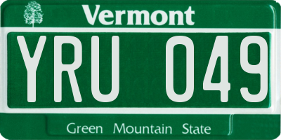 VT license plate YRU049
