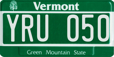VT license plate YRU050
