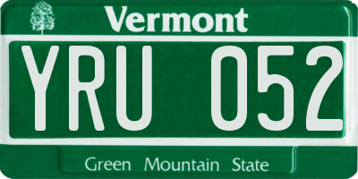 VT license plate YRU052