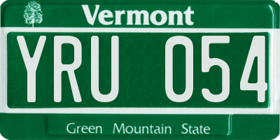 VT license plate YRU054