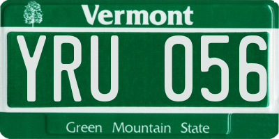 VT license plate YRU056