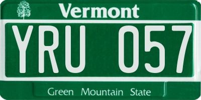 VT license plate YRU057