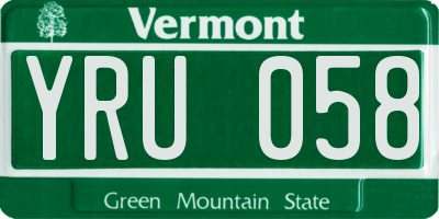 VT license plate YRU058