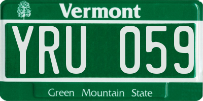 VT license plate YRU059