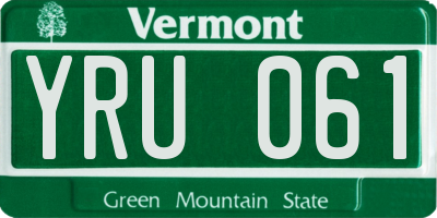 VT license plate YRU061