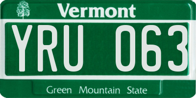 VT license plate YRU063