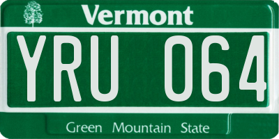 VT license plate YRU064
