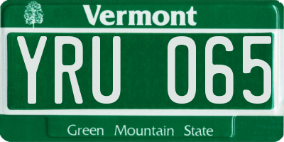 VT license plate YRU065
