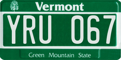 VT license plate YRU067