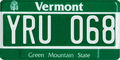 VT license plate YRU068