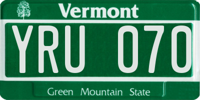 VT license plate YRU070