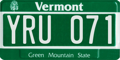 VT license plate YRU071