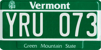 VT license plate YRU073