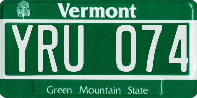 VT license plate YRU074