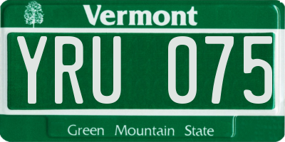 VT license plate YRU075