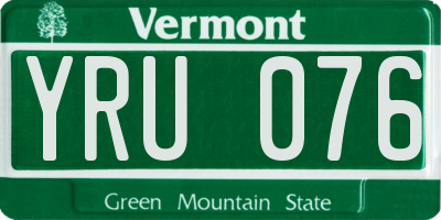 VT license plate YRU076