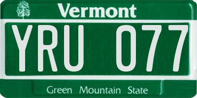 VT license plate YRU077